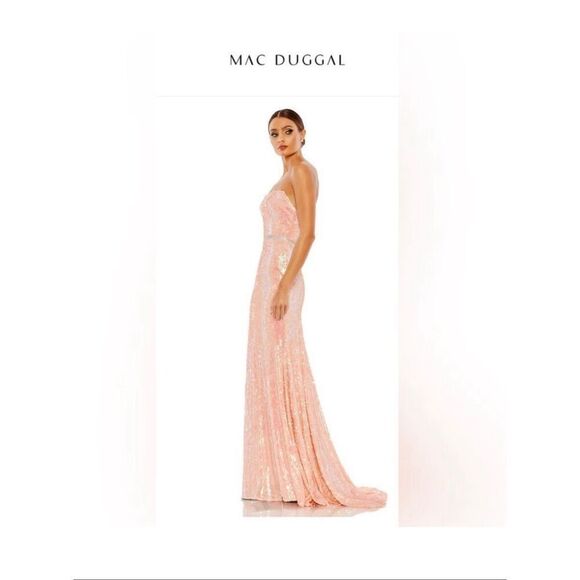 Ieena Mac Duggal Size 12 Strapless Sequin Formal Gown Coral Pink Sparkle NWT - Picture 4 of 16